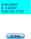 N 46.23509° E  3.42455° Fiche CCI 11135 03 Billy